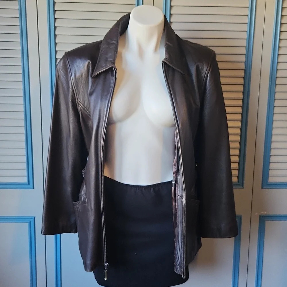 Knoles & Carter Dark Brown Leather Jacket - Picture 14 of 15